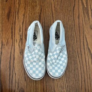 Vans Kids Light Blue Checkered Slip-On Sneakers